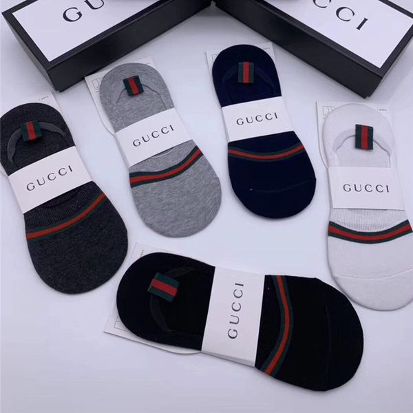 

Мода короткие спортивные носки 5 пар / Лот молодежи роскошные повседневные полоса