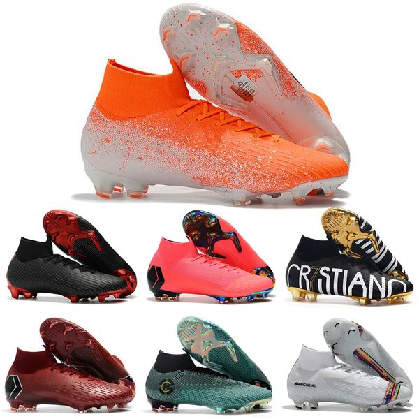 

mercurial superfly vi 360 elite fg kj 6 12 soccer cleats mens women neymar cr7 high soccer shoes football boots 35-45