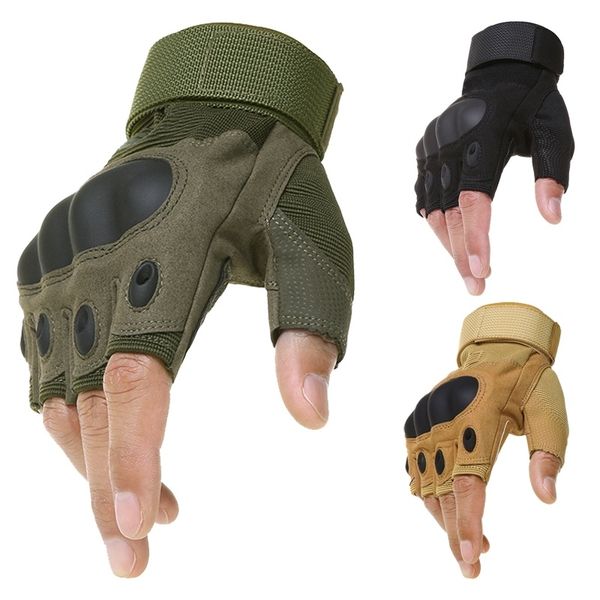 

army tactical military airsoft shooting bicycle riding gear combat fingerless glove paintball hard carbon knuckle half finger gloves, Blue;gray