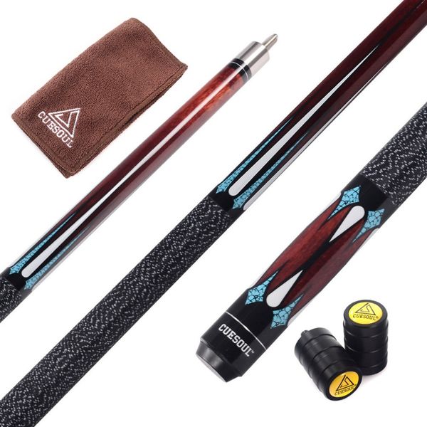 

cuesoul full canadian maple wood pool cue with 13mm cue tip with cur joint protector and towel