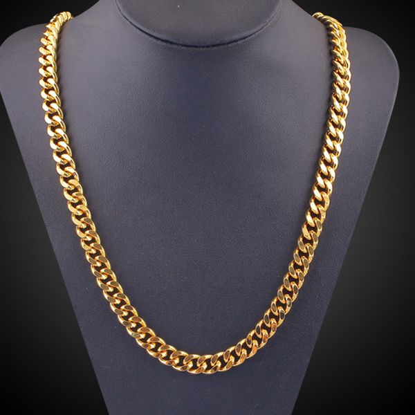 

8mm thick curb chain necklace 18k yellow gold filled massive mens necklace simple style chain link gift 24", Silver