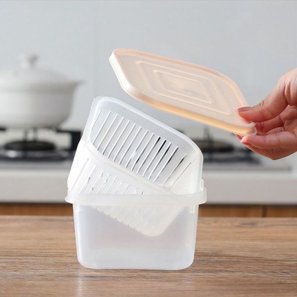 

square drain sealed box refrigerator crisper debris fridge storage box garlic onion container household kitchen tools