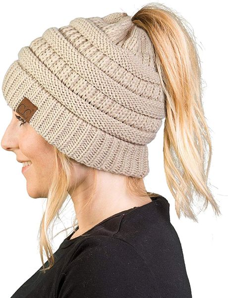 

Ponytail me y bun beanietail women 039 beanie olid ribbed hat cap, Blue;gray