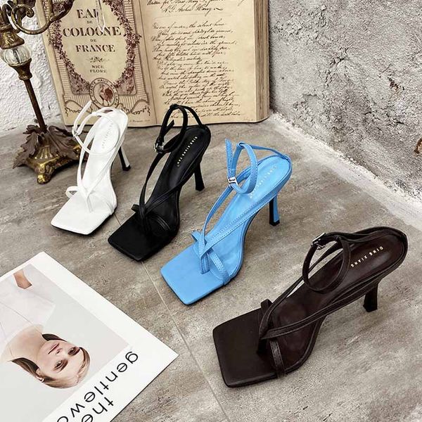 

new fashion woman t-strap shoes heels open toe ankle straps sandals high heels pumps stilettos with box 979-3, Black