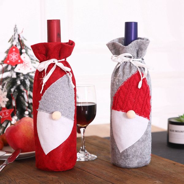 

2019 merry christmas wine bag machine embroidered wine bottle set table decoration supplies decoration for home