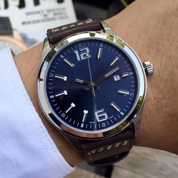 

designer mens watch imported 821a automatic movement 316 stainless steel case sapphire glass mirror 42mm 12mm auto date calfskin strap a162, Slivery;brown