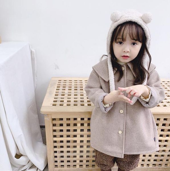 

2019 new arrival girls woolen thicken coat winter full sleeve fashion girls jacket 1-6 years pq133, Blue;gray