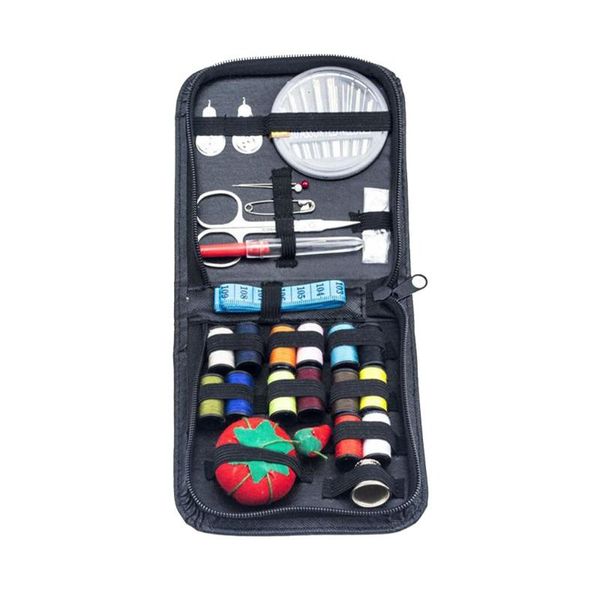

портативный путешествия швейные box kit швейных ниток швы для вязания иглы инструменты ткань кнопки ремесло scissor мешок комбинированный на, Black