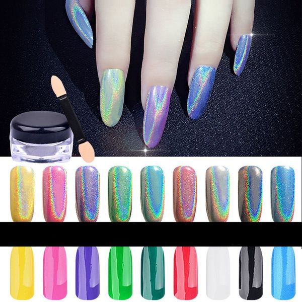 

nail electroplating mirror powder colorful magic laser silver nail metal glitter powder 1g, Silver;gold