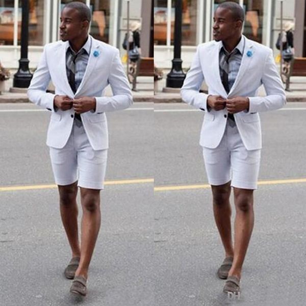 

new white summer wedding suits with short pants fashion prom party tuxedos mens beach blazer wear(jacket+pants), Black;gray