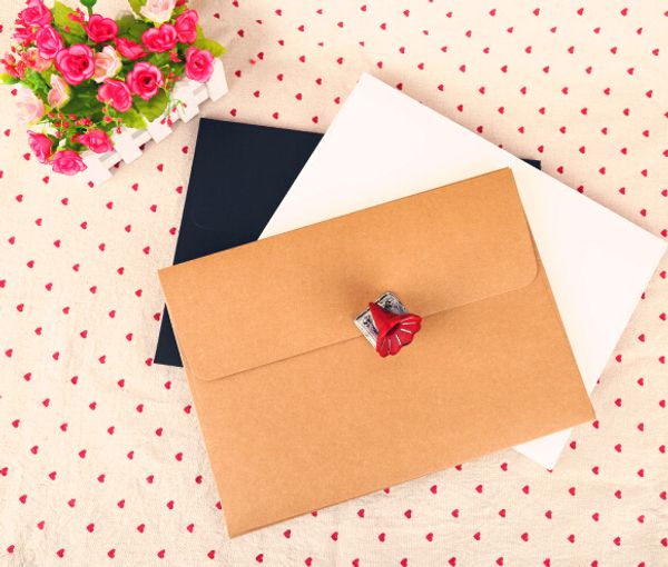 

10pcs blank a4 white/black/kraft paper envelope vintage european style kraft paper envelope for card scrapbooking gift wrapping