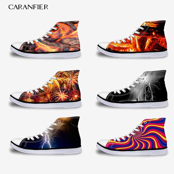 

caranfier 2019 new summer printing harajuku sneakers canvas shoes high to help increase casual wild round toe 35-45, Black