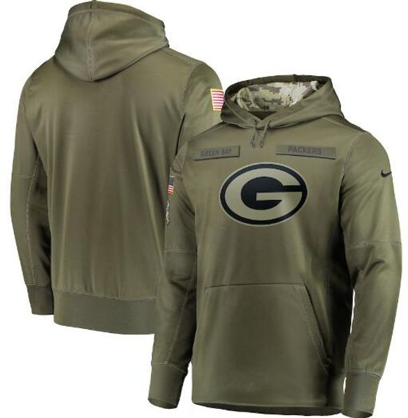 

men green bay new style packer sweatshirt olive salute to service sideline therma performance pullover hoodie, Blue;black