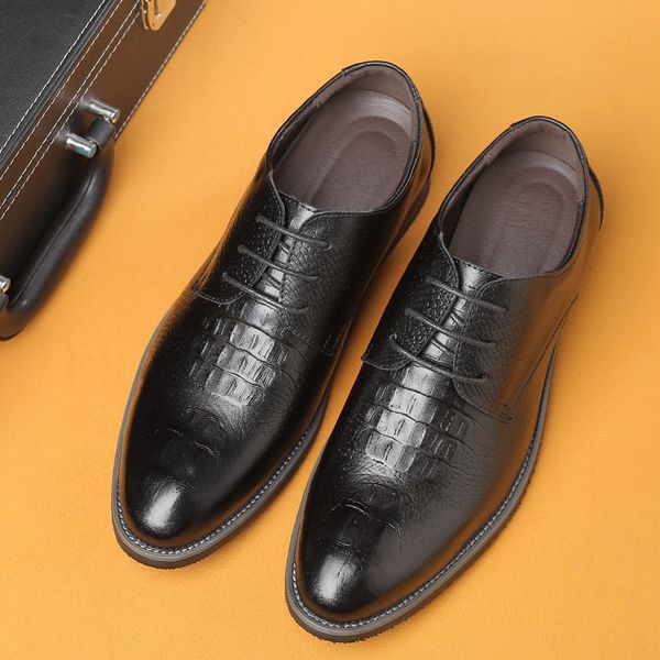

genuine leather men formal shoes men oxford shoes for men brogue shoes sapato social masculino chaussures hommes pointu, Black