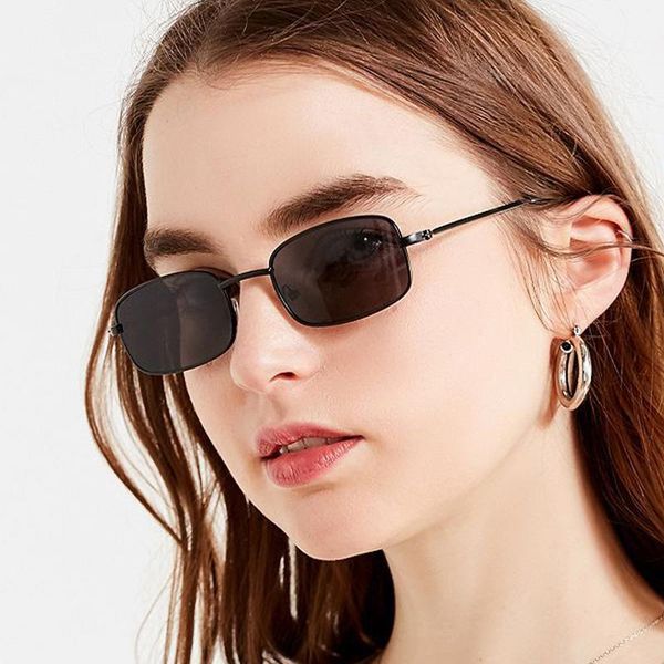 

unique vintage square sunglasses women brand design metal frame ocean lens retro small sun glasses female oculos de so uv400, White;black