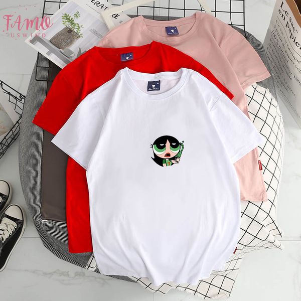

2019 kawaii girls t shirt harajuku tee womens fashion clothing shirt cartoon print t shirts girls autumn fashion top, White