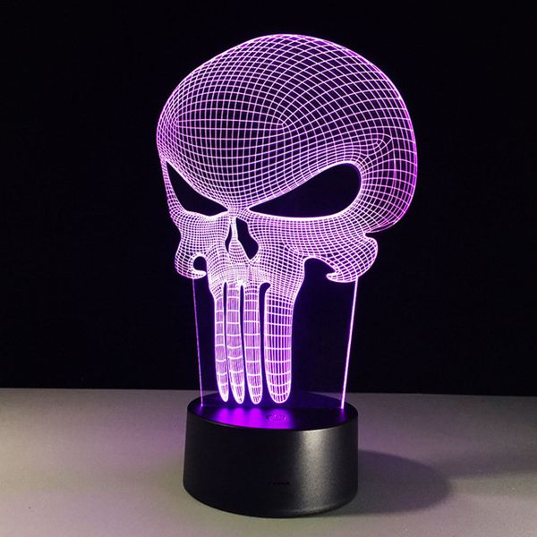

творческий punisher маска 3d stereo ночного видения свет 3d декоративные лампы led night light персонализированные подарки