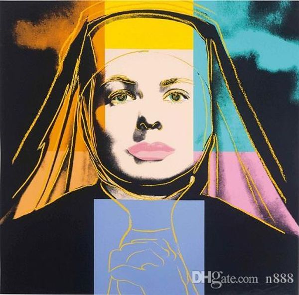 

энди уорхол - монахиня из ингрид бергман handpainted hd печать известный портрет маслом искусства, wall art home decor на холсте p200 200311