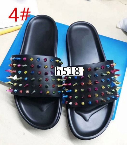 

donna studded flat shoes designer willow nails soft bottom rubber slippers mens flat slipperswith boxs, Black