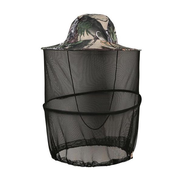 

new camouflage outdoor fishing hat mosquito net beekeeping hat flying insects prevention cap folding bucket hats bee bug mesh hat, Black;white