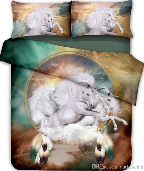 

новый конструктор постельных принадлежностей unicorn лошадь 3d home textile kit ловец снов 3шт костюм установить мода защиты окружающей сред