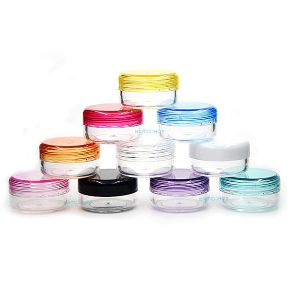 

10pcs 3g mix 10 colors round small plastic sample mini bottle jars vial cosmetic portable empty container