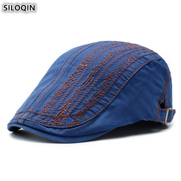

siloqin new men's cotton berets adjustable size women's personality fashion tongue cap hip hop hat snapback cap unisex, Blue;gray
