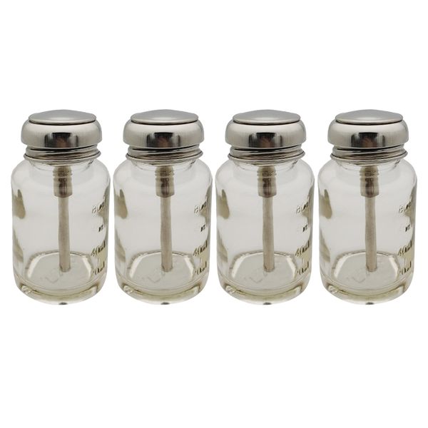 

4 pcs 80ml empty glass push down press bottles alcohol dispenser vials