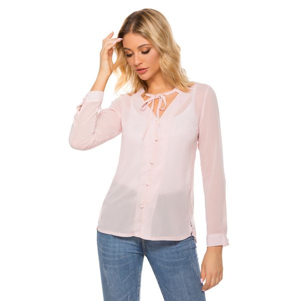 

womens designer shirt chiffon female sweet long sleeve shirtewuwewuw, White