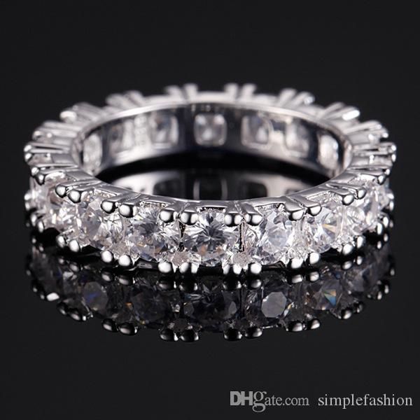 

vecalon classic fashion jewelry brand стерлингового серебра 925 пробы кольцо полный раунд 2 карат cz бриллиант обручальные кольца для женщин, Slivery;golden