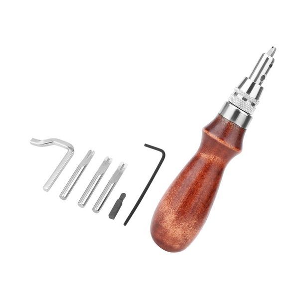 

diywork diy tool leather craft punch tools hand tools sets adjustable 7 in 1 leather grooving tool sets stitching edge groover