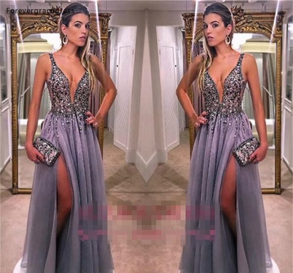 

2019 spaghetti straps evening dress beaded long split formal holiday wear prom party gown custom made plus size, White;black