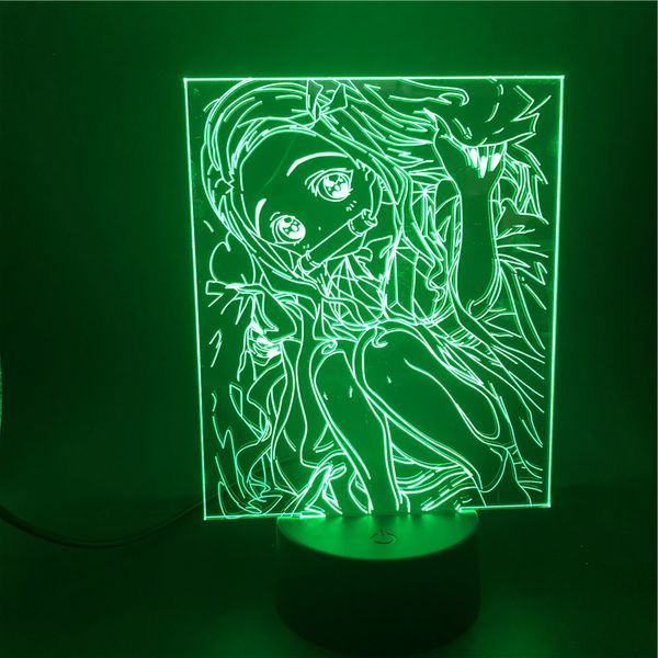 

3d lamp demon slayer: kimetsu no yaiba the alarm clock base phone bluetooth control battery powered usb led night light lamp