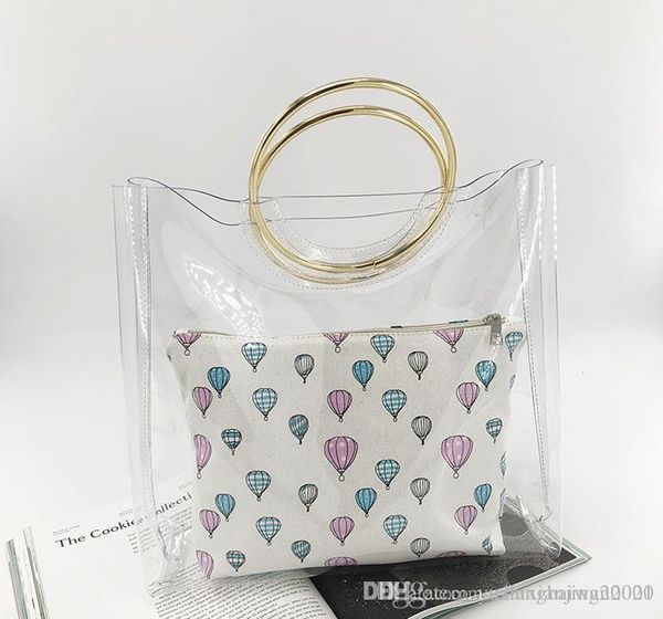 

2019 new products europe, america, japan and south korea fashion wild jelly package transparent package pvc metal ladies big bag handbag