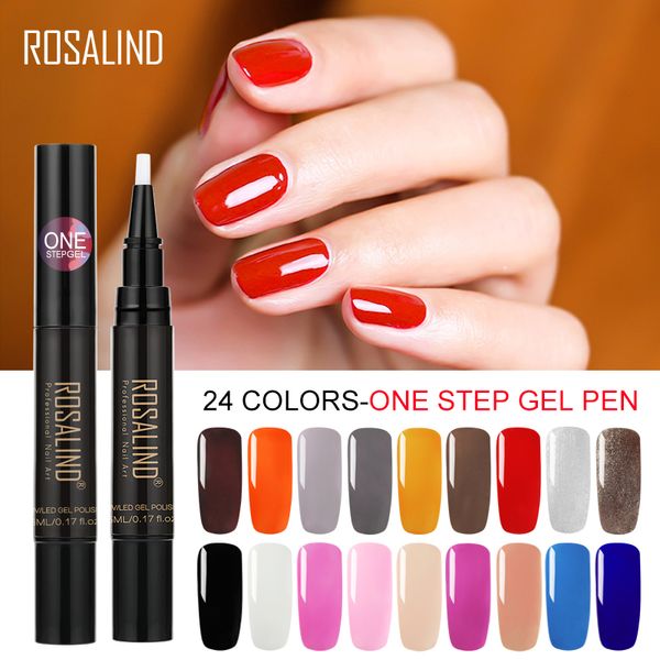 

rosalind 3 in 1 one step nail gel pen crystal varnish polish easy use uv vernis semi permanent gel polish for manicure, Red;pink