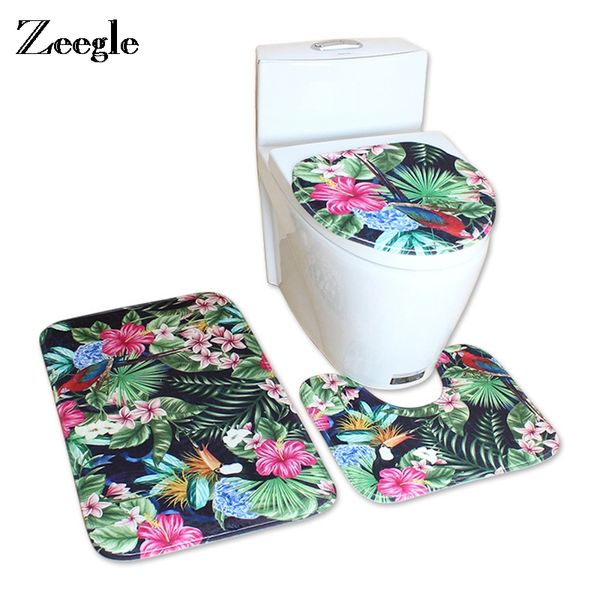 

zeegle mats bathroom plant pattern bathroom carpet foot mat absorbent floor mats bath rugs non-slip mat for toilet
