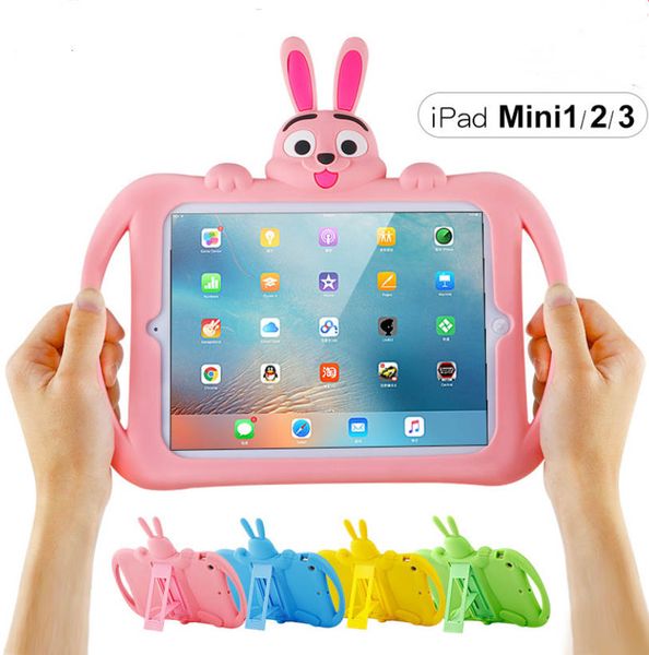 

kids cute rabbit cartoon anti fall shockproof silicone stand case cover for ipad mini 12345 ipad 9.7 cover shell
