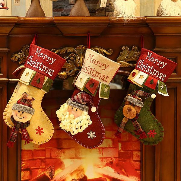 

christmas stocking gift bag santa candy gift bag christmas elk snowman party home decoration regalos navidad nn