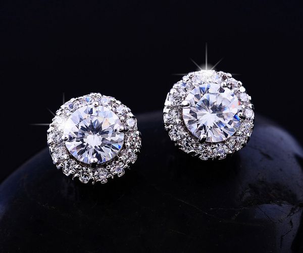 

2018new прибытие лучшие друзья 18k белое золото позолоченные серьги большие бриллиантовые серьги для женщин белый циркон серьги, Golden;silver