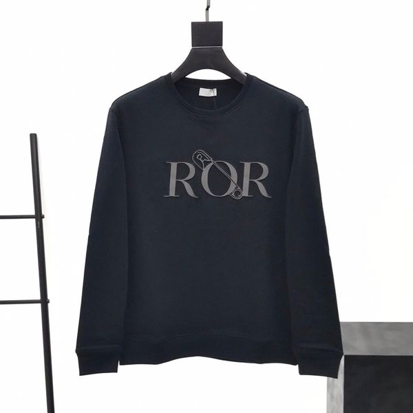 

20ss мода pin письмо печати пуловер простой solid толстовка high street мужчины женщины crewneck с длинным рукавом весна осень свитер hfymwy, Black