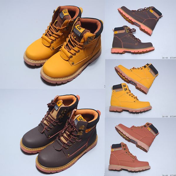 

гусеница catfootwear спецодежды для мужчин и женщин сапоги досуг серия росомаха маленькая корова кожаный тк глава слой кожи коровы кот ботин, Black;grey