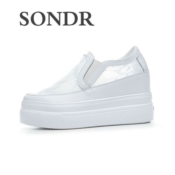 

sondr white shoes women's 2020 summer new lace mesh gauze thick thick casual sports leather inner heighten women's shoes xx-16