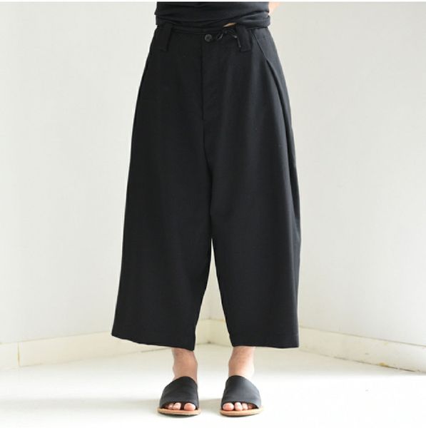 

27-44 new 2019 men's clothing gd hair stylist fashion catwalk loose wide leg casual pants culottes plus size singer costumes, Black