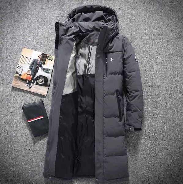 

mens designer winter jacket long thick under men down jacket armour outdoor warm windproof coat big size casual parker, Black