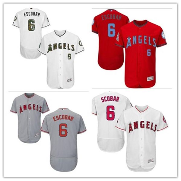 

custom baseball jerseys los angeles 6 yunel escobar los angelesangels angels men women youth red white high-quality jersey, Blue;black