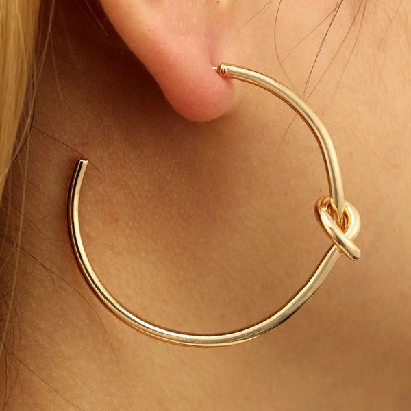 

wholesale classic knot earings round gold color stud earrings for women jewelry oorbellen ohrringe earring brincos, Golden;silver