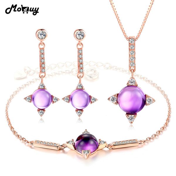 

mobuy 100% 925 sterling silver jewelry sets for girls women natural gemstone amethyst party vintage jewelry v009enh, Black
