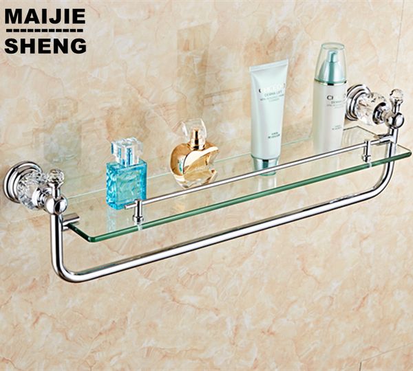 

chrome crystal bathroom single layer shower glass shelf bath shower shelf corner rack bathroom commodity holder