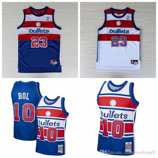 

men washington bullets 10 manute bol 23 michael jordan mitchell & ness blue 1985-86 hardwood, Black