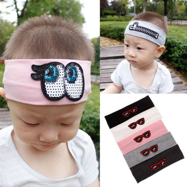 

Girl Boy Baby Toddler Headband Hair Band Sequin Glasses Headwear Wrap Pure Color